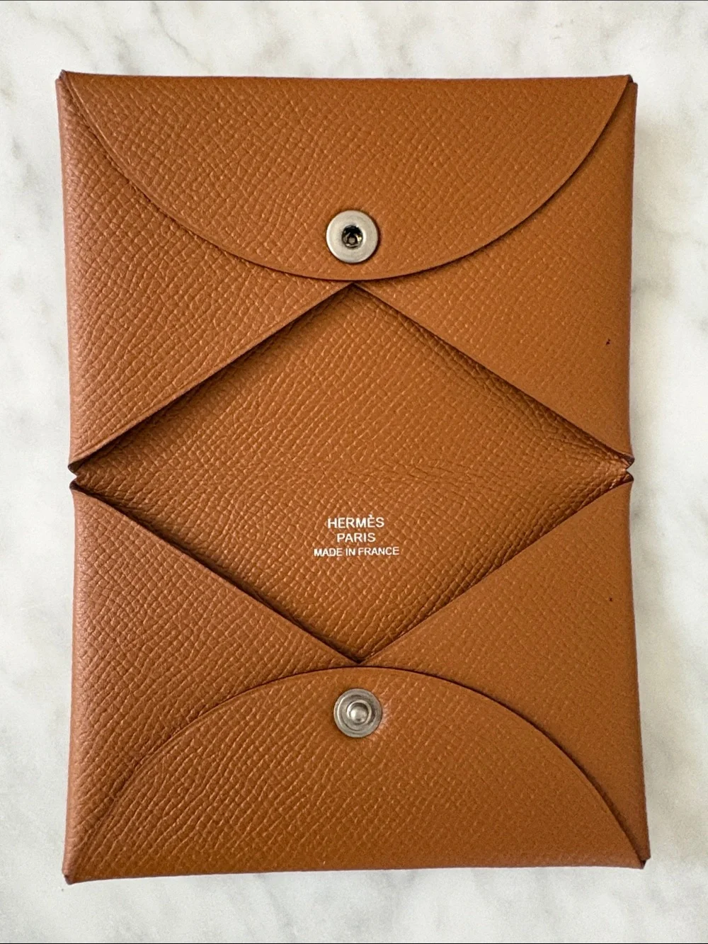 Hermes Brown Leather Card & Key Holder